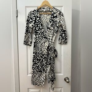 Black and White Asymmetrical Wrap Dress